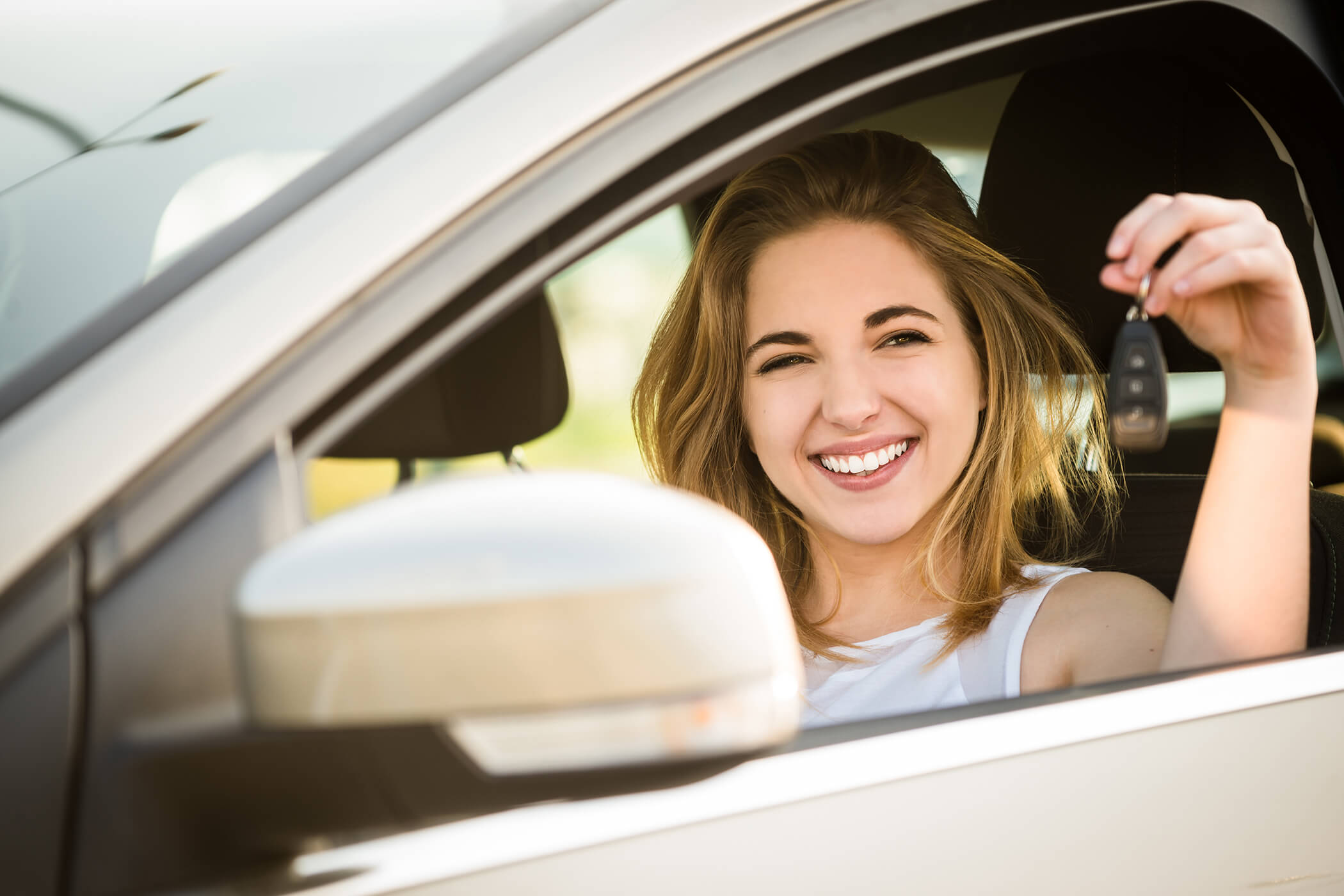 girl in first car