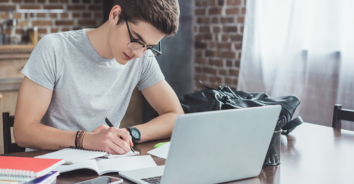 Teenage boy on laptop