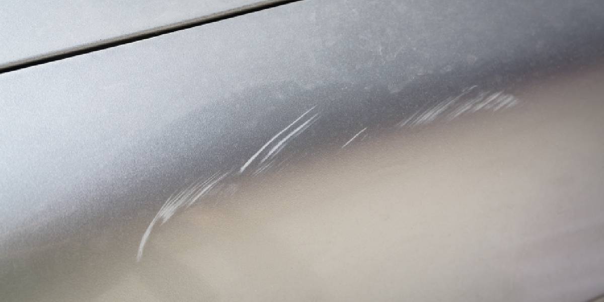 scratch on silver car