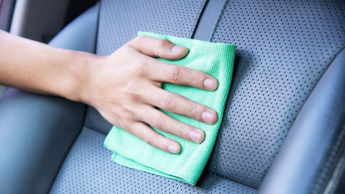 cleaning leather seat on car