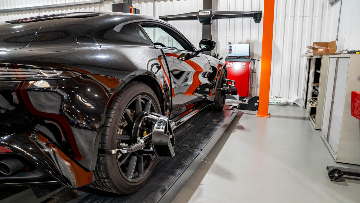 Wheel alignment in progress