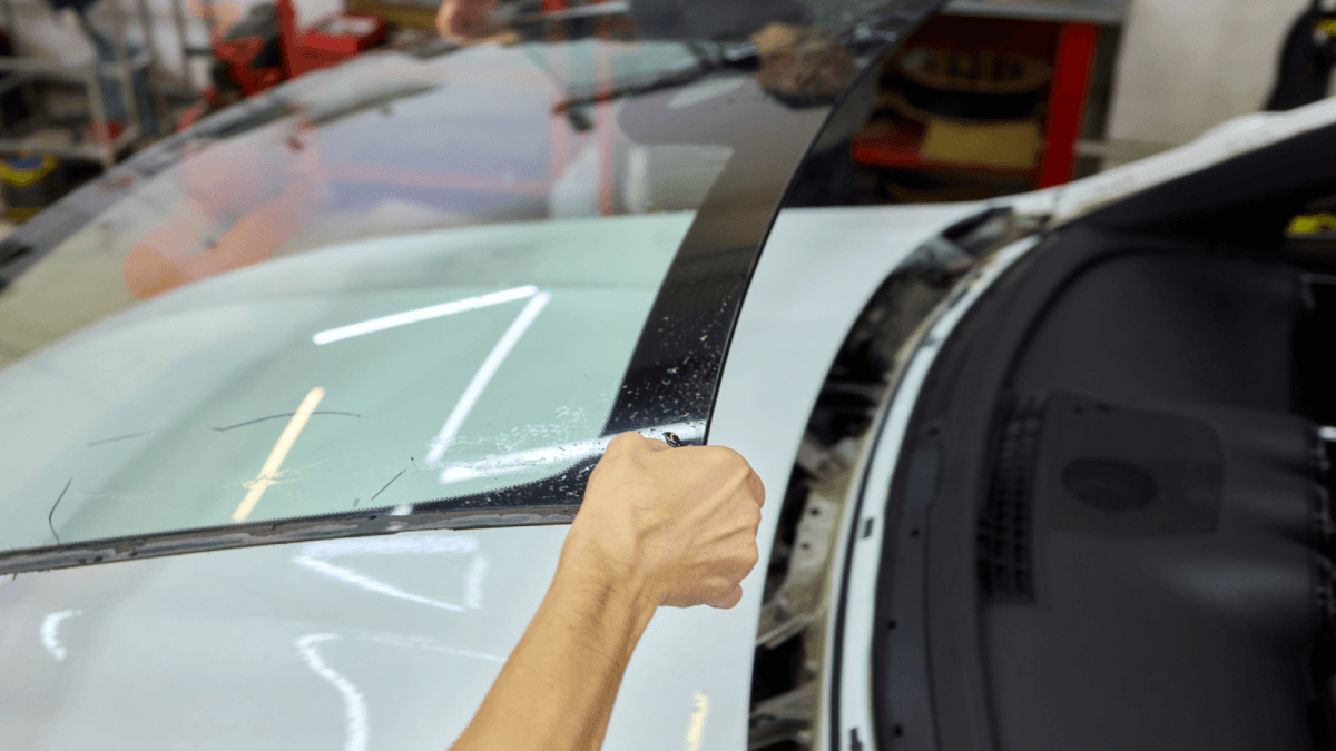 windshield being replaced on a mordern car